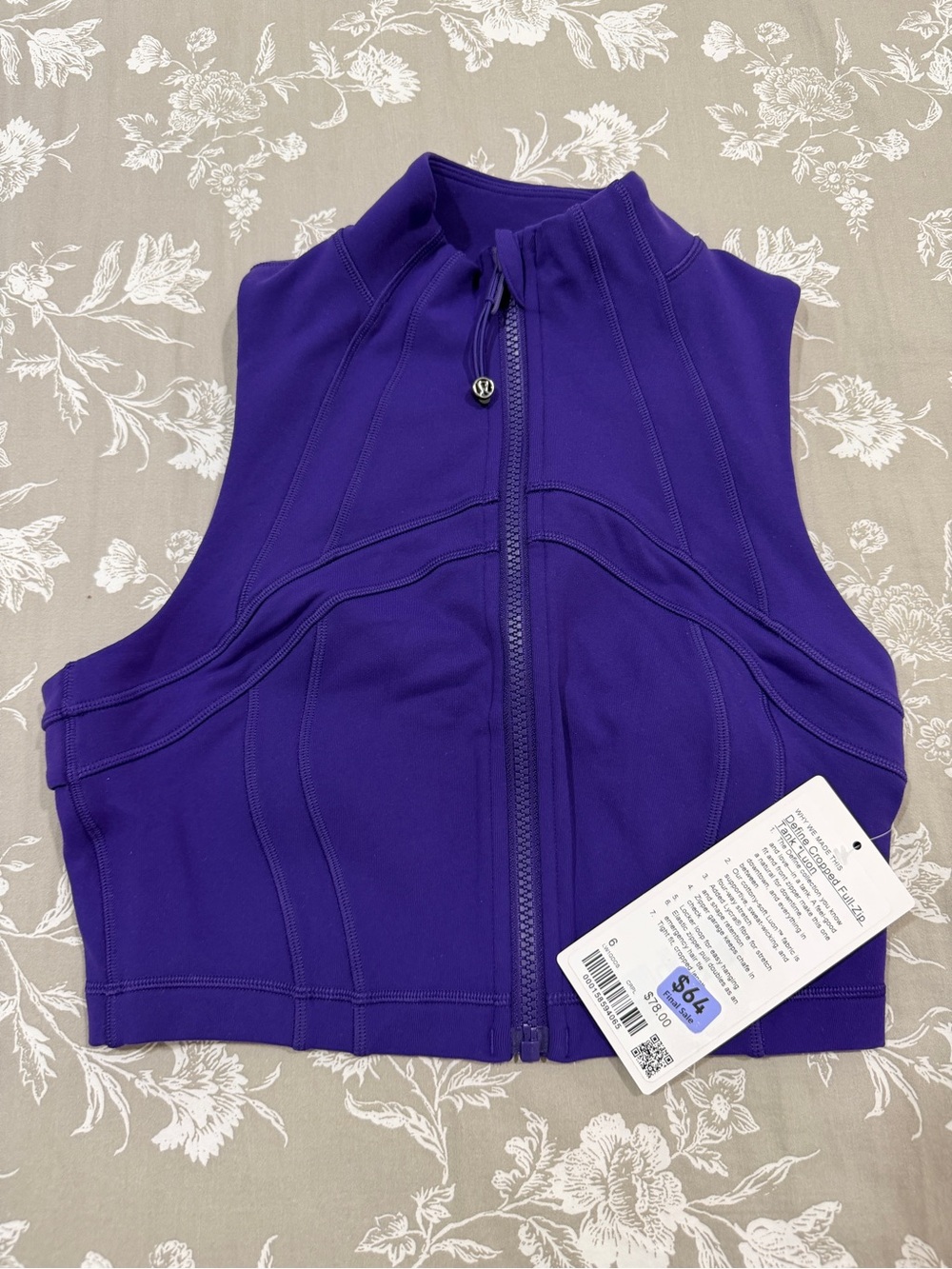 Lululemon Define Cropped Tank Top - Sz 6, College Purple